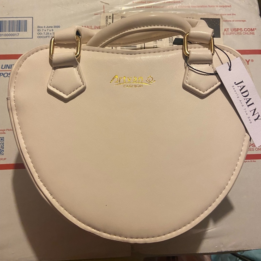 White heart shaped bag